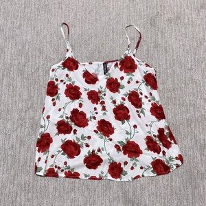 NWT White and red floral top
